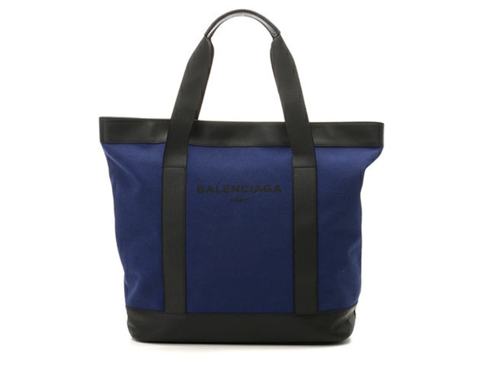 Balenciaga Bag Navy Blue Tote Canvas Calfskin